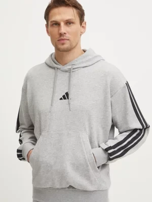 adidas bluza Essentials męska kolor szary z kapturem z aplikacją JD1871