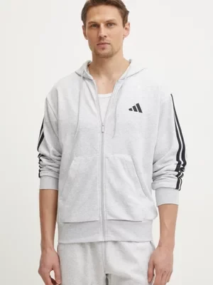 adidas bluza Essentials męska kolor szary z kapturem z aplikacją JE6343