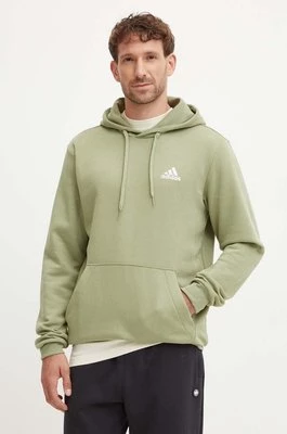 adidas bluza Essentials męska kolor zielony z kapturem gładka JJ4662