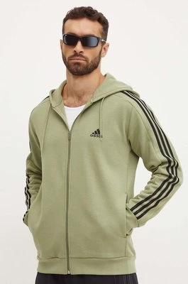 adidas bluza Essentials męska kolor zielony z kapturem z aplikacją JE0341