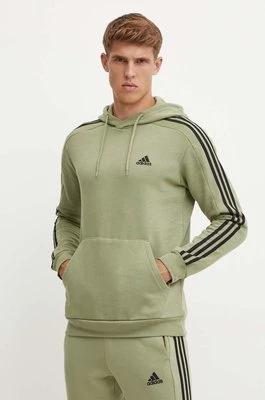 adidas bluza Essentials męska kolor zielony z kapturem z aplikacją JI6425