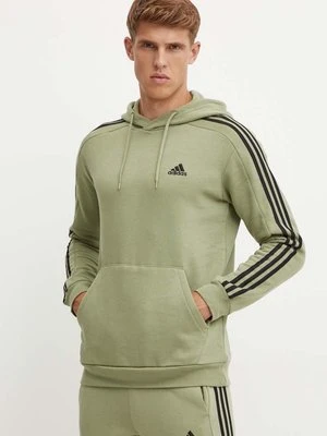 adidas bluza Essentials męska kolor zielony z kapturem z aplikacją JI6425