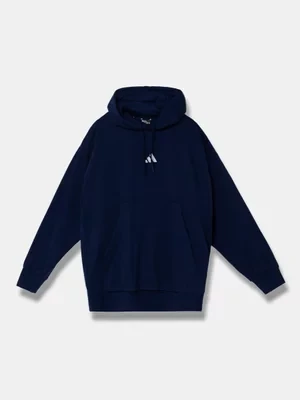 adidas bluza Feelcozy męska kolor granatowy z kapturem z aplikacją JE3810