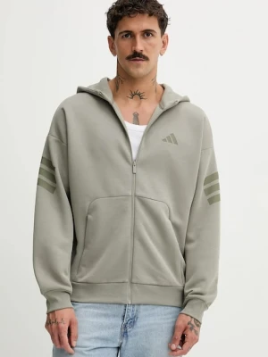 adidas bluza Fi 3S męska kolor zielony z kapturem z nadrukiem JW7112