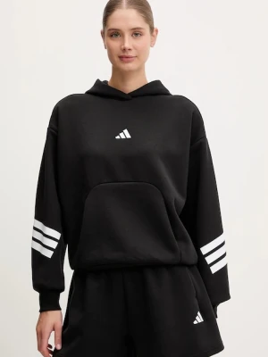 adidas bluza Future Icons 3-Stripes damska kolor czarny z kapturem z nadrukiem JC5426