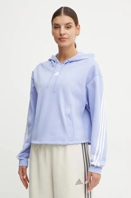 adidas bluza Future Icons damska kolor niebieski z kapturem z aplikacją IW5195