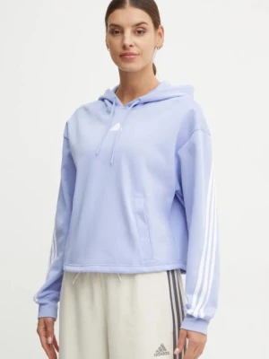 adidas bluza Future Icons damska kolor niebieski z kapturem z aplikacją IW5195