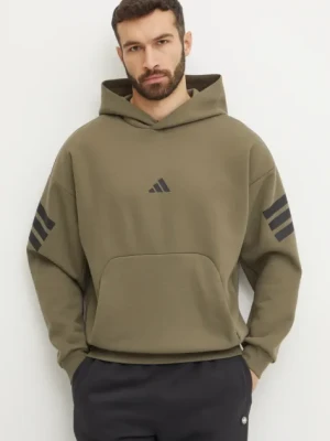 adidas bluza Future Icons męska kolor zielony z kapturem gładka JD4856
