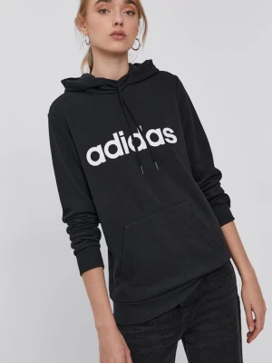 Zdjęcie produktu adidas Bluza GL0635 damska kolor czarny z kapturem z nadrukiem