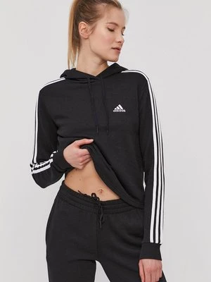 adidas Bluza GM5582 damska kolor czarny z kapturem gładka