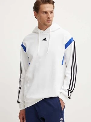 adidas bluza męska kolor biały z kapturem z aplikacją JJ1538