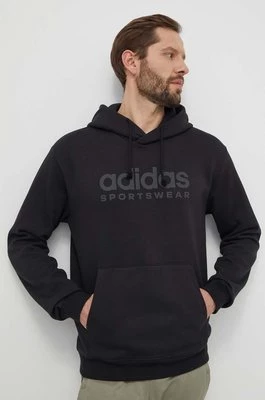 adidas bluza męska kolor czarny z kapturem z aplikacją IW1202