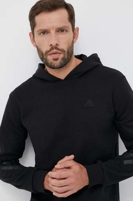 adidas bluza męska kolor czarny z kapturem z nadrukiem