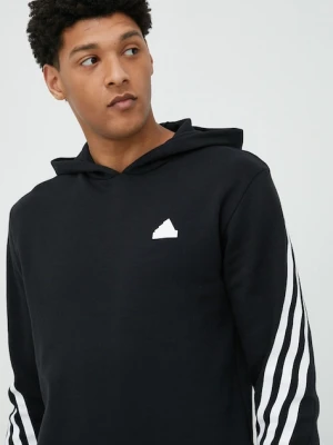 adidas bluza męska kolor czarny z kapturem z nadrukiem
