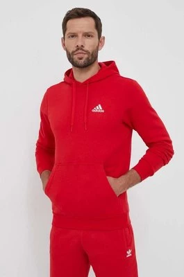 adidas bluza męska kolor czerwony z kapturem gładka