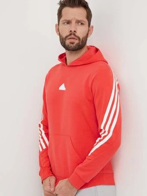 adidas bluza męska kolor czerwony z kapturem z nadrukiem IR9229