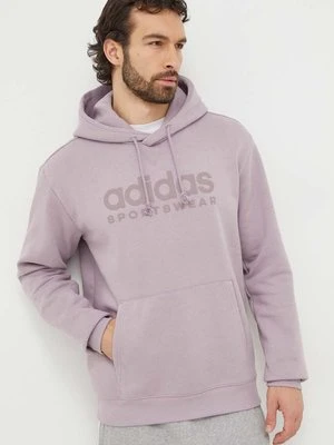 adidas bluza męska kolor fioletowy z kapturem z nadrukiem IW1204