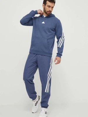 adidas bluza męska kolor niebieski z kapturem z aplikacją IR9224