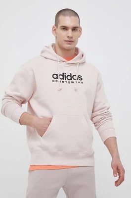 adidas bluza męska kolor różowy z kapturem z nadrukiem