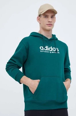 adidas bluza męska kolor zielony z kapturem z aplikacją