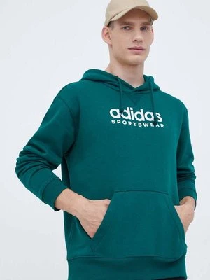 adidas bluza męska kolor zielony z kapturem z aplikacją