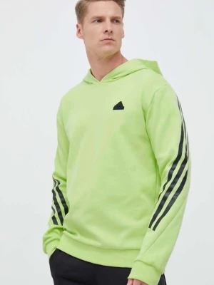 adidas bluza męska kolor zielony z kapturem z nadrukiem