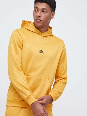 adidas bluza męska kolor żółty z kapturem wzorzysta