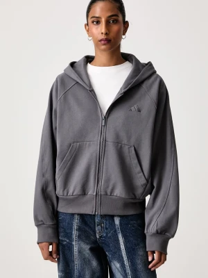adidas bluza rozpinana z kapturem damska bawełniana szary