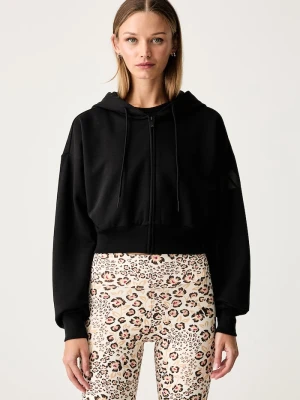 adidas bluza rozpinana z kapturem damska z bawełną Soft Lux czarny