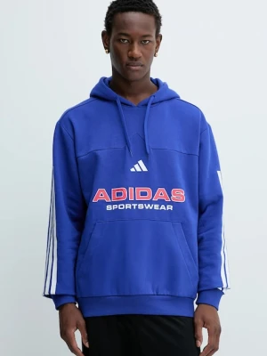adidas bluza Tiro męska kolor niebieski z kapturem z nadrukiem KB5573