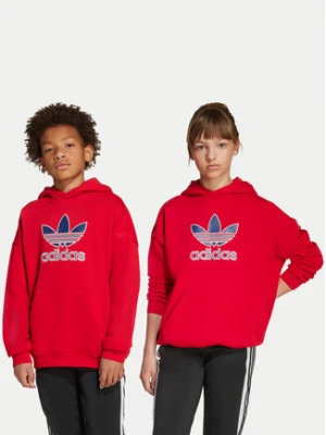 adidas Bluza Trefoil JV8652 Czerwony Loose Fit