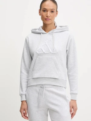 adidas bluza W CO RUFF HD damska kolor szary z kapturem melanżowa JX1326