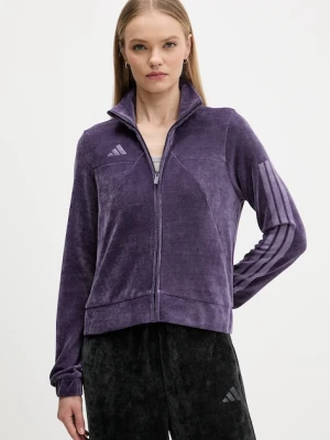 adidas bluza welurowa Tiro damska kolor fioletowy gładka JM1816
