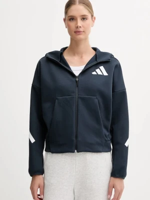 adidas bluza x Z.N.E damska kolor granatowy z kapturem z nadrukiem JW5320