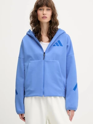 adidas bluza x Z.N.E damska kolor niebieski z kapturem gładka JW5319