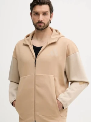 adidas bluza x Z.N.E męska kolor beżowy z kapturem z nadrukiem JY4833