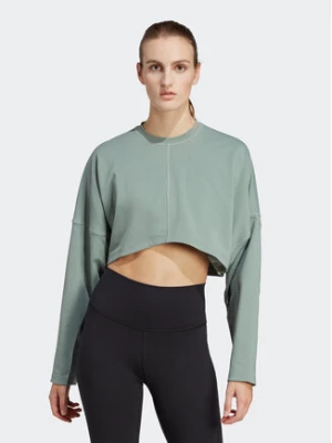 adidas Bluza Yoga Studio Crop Sweatshirt HR5086 Zielony Loose Fit