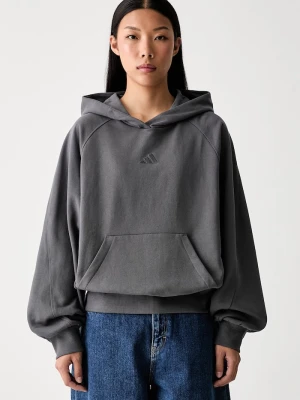 adidas bluza z kapturem damska bawełniana szary