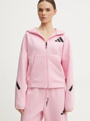 adidas bluza Z.N.E. damska kolor różowy z kapturem z nadrukiem JC5393