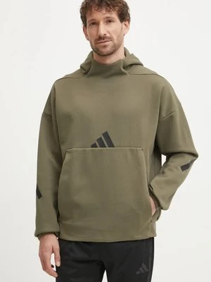 adidas bluza Z.N.E. męska kolor zielony z kapturem z nadrukiem JD5321