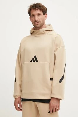 adidas bluza ZNE męska kolor beżowy z kapturem z aplikacją JJ4894