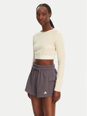 adidas Bluzka Ribbed JD0013 Beżowy Slim Fit