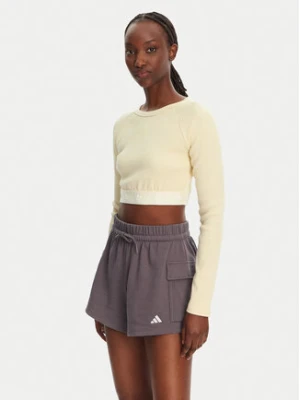 adidas Bluzka Ribbed JD0013 Beżowy Slim Fit