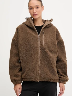 adidas by Stella McCartney bluza polarowa damska kolor brązowy z kapturem gładka KA0646