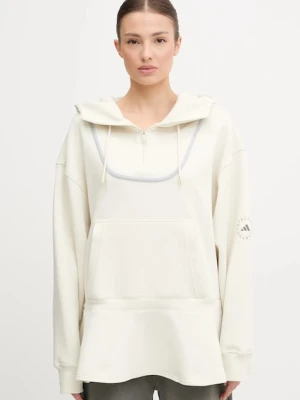 adidas by Stella McCartney bluza treningowa damska kolor beżowy z kapturem gładka JX9108