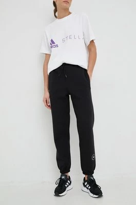 adidas by Stella McCartney spodnie dresowe damskie kolor czarny gładkie