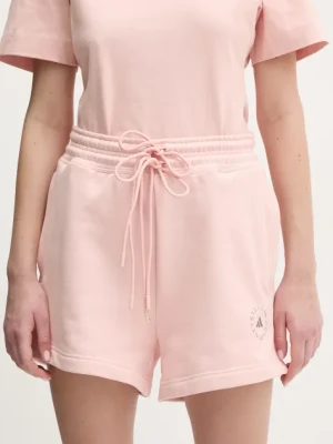 adidas by Stella McCartney szorty bawełniane damskie kolor różowy z nadrukiem high waist JI5060