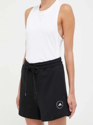 Zdjęcie produktu adidas by Stella McCartney szorty bawełniane Terry kolor czarny gładkie high waist IK9093