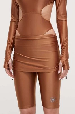 adidas by Stella McCartney szorty damskie kolor brązowy gładkie high waist