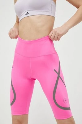 adidas by Stella McCartney szorty do biegania kolor różowy z nadrukiem high waist
